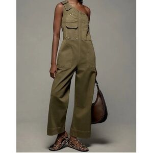 Olive Green Asymmetrical Overalls
